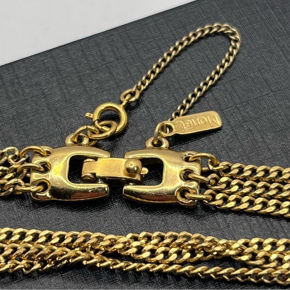 MONET VTG 80's Golden Chain Link Bracelet 6.5" - Picture 4 of 6